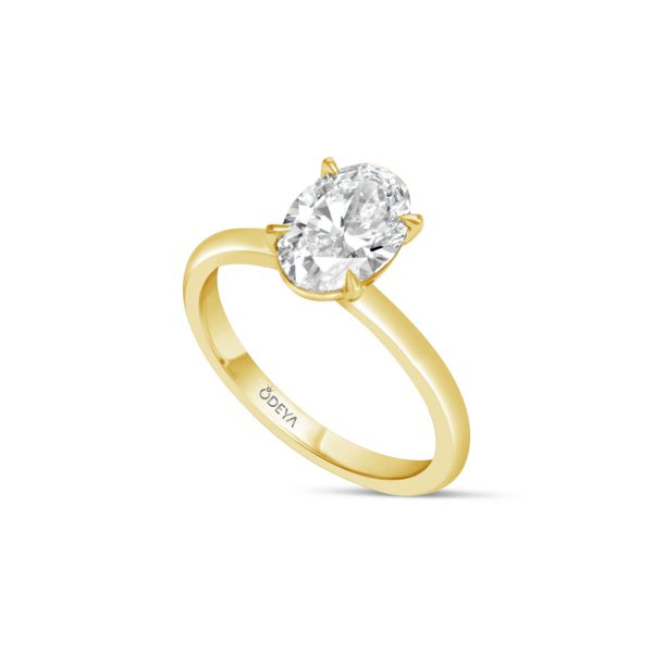 טבעת יהלום אובל - טבעת זהב